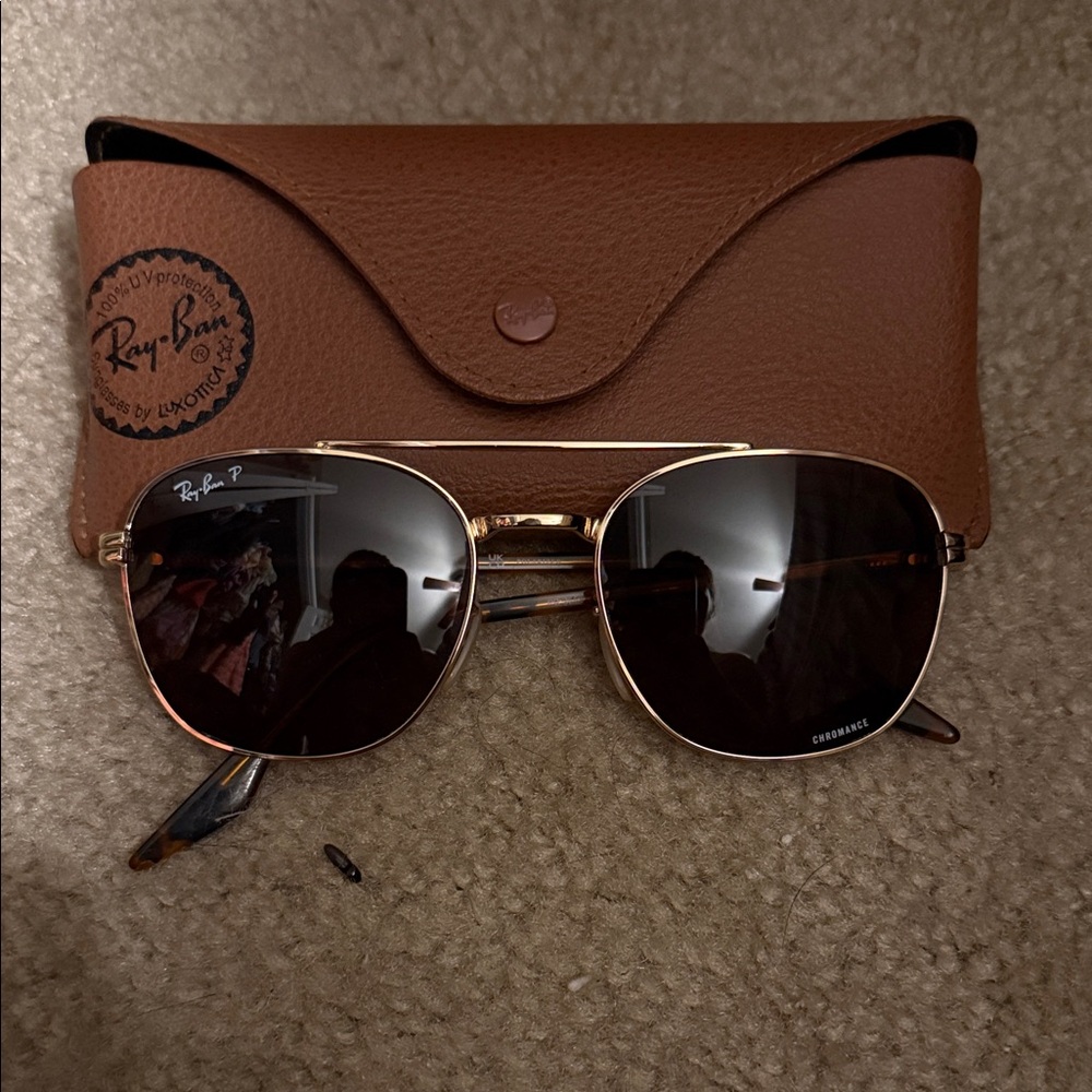 Ray-Ban Gold and Brown Sunglasses